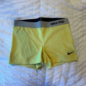 Yellow Nike Pro Shorts